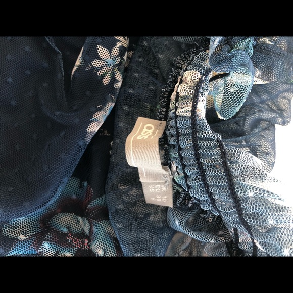 ASOS PETITE Printed Mesh Maxi Dress Shirred Neck - Picture 2 of 3